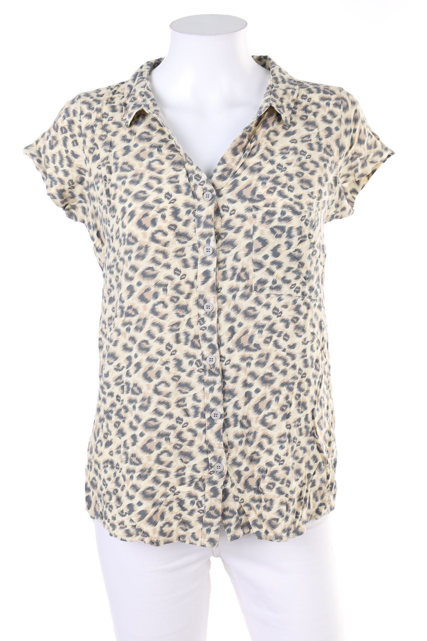 Sublevel - Kurzarm-Bluse mit Leo-Print - S