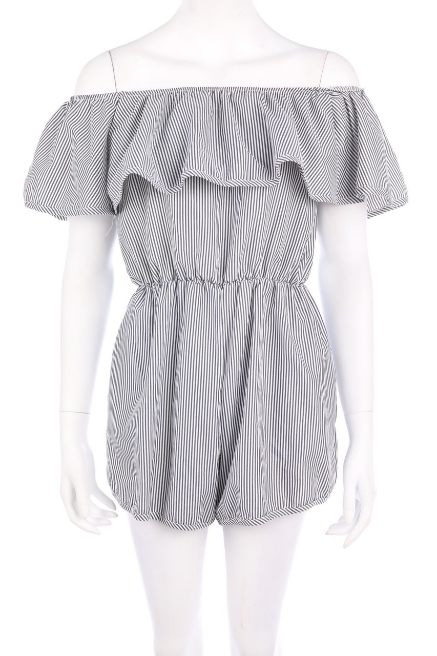 Ohne Label - Carmen-Playsuit mit Volants - S
