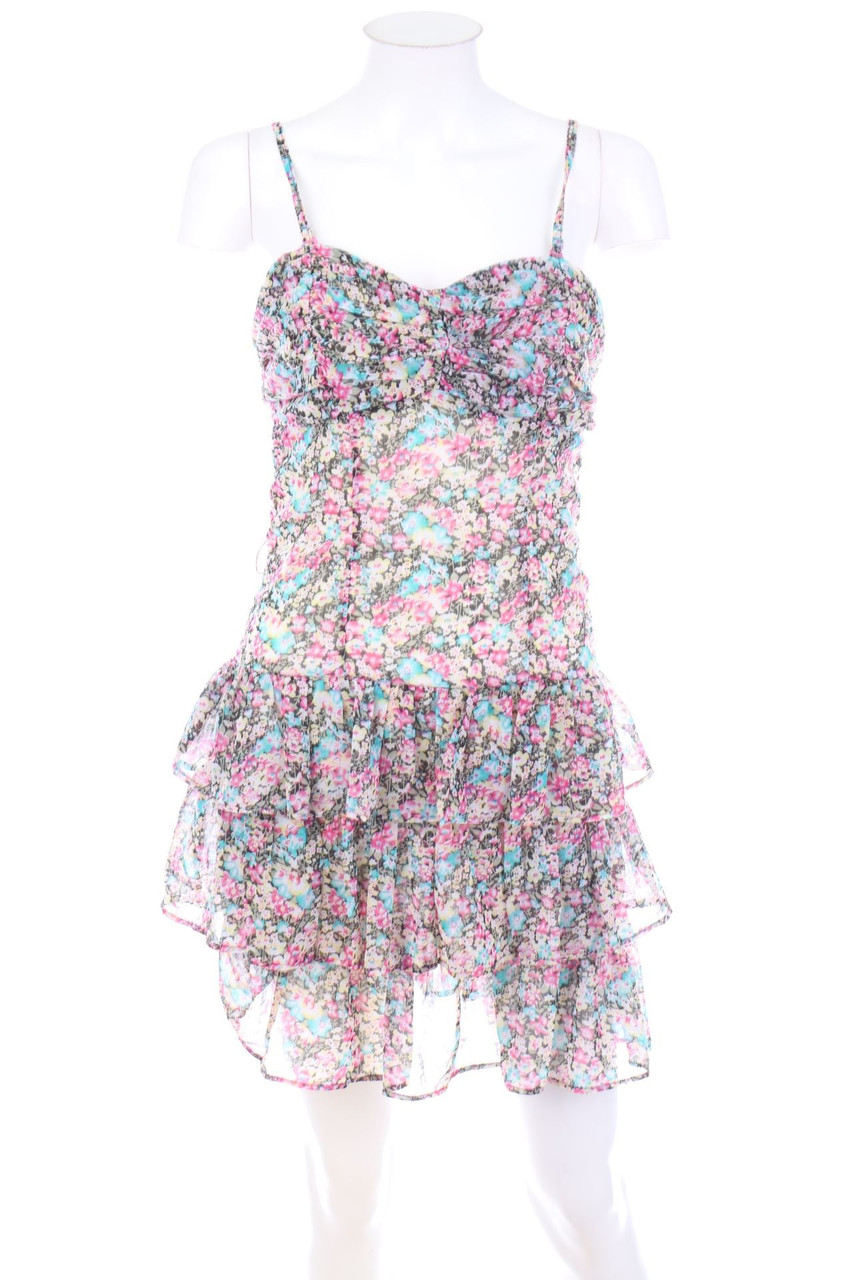 Ohne Label - Volants-Kleid mit Blumen-Print - S