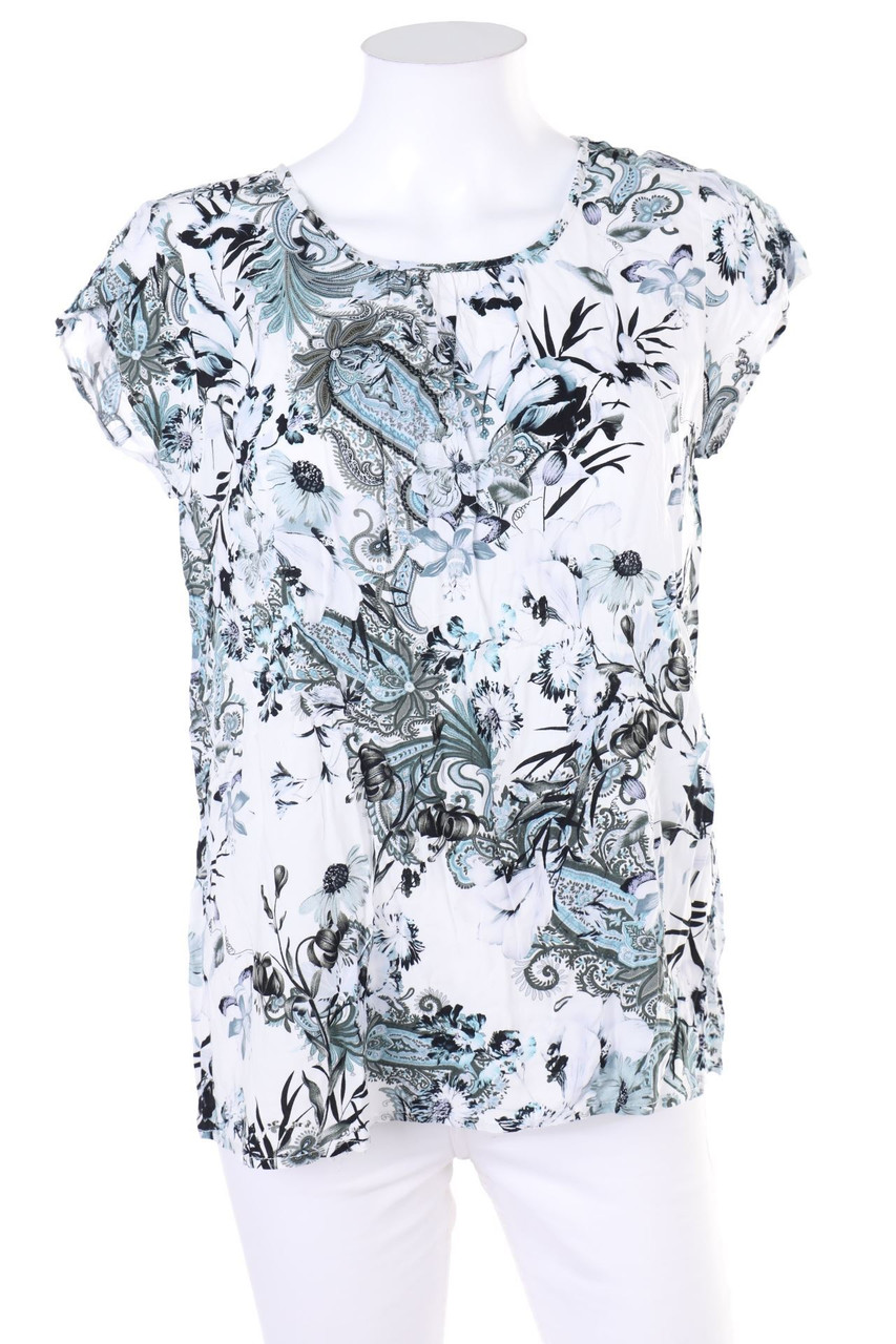soyaconcept - Kurzarm-Bluse mit Blumen-Print - M