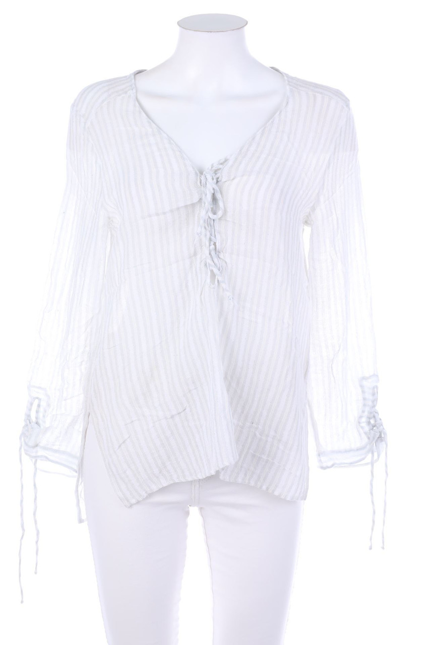 ZARA - Streifen-Bluse mit Glitzer mit Schnürung - M