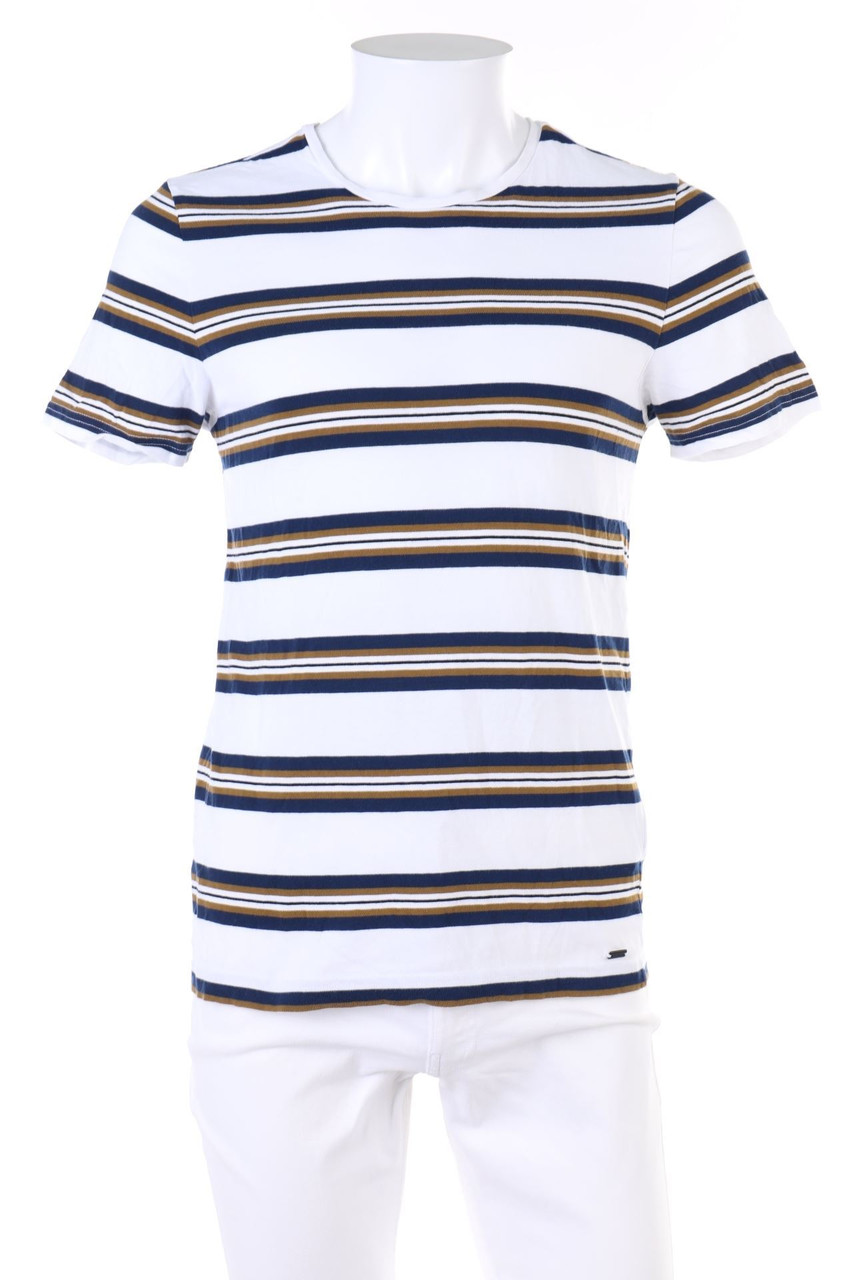 strellson - Streifen-Kurzarm-Shirt aus Baumwolle - M