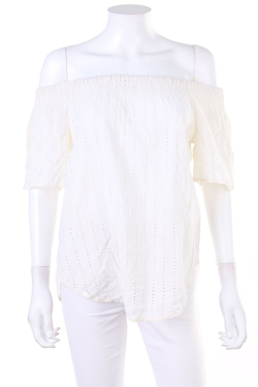 H&M LOGG - Carmen-Bluse mit Lochspitze - D 34