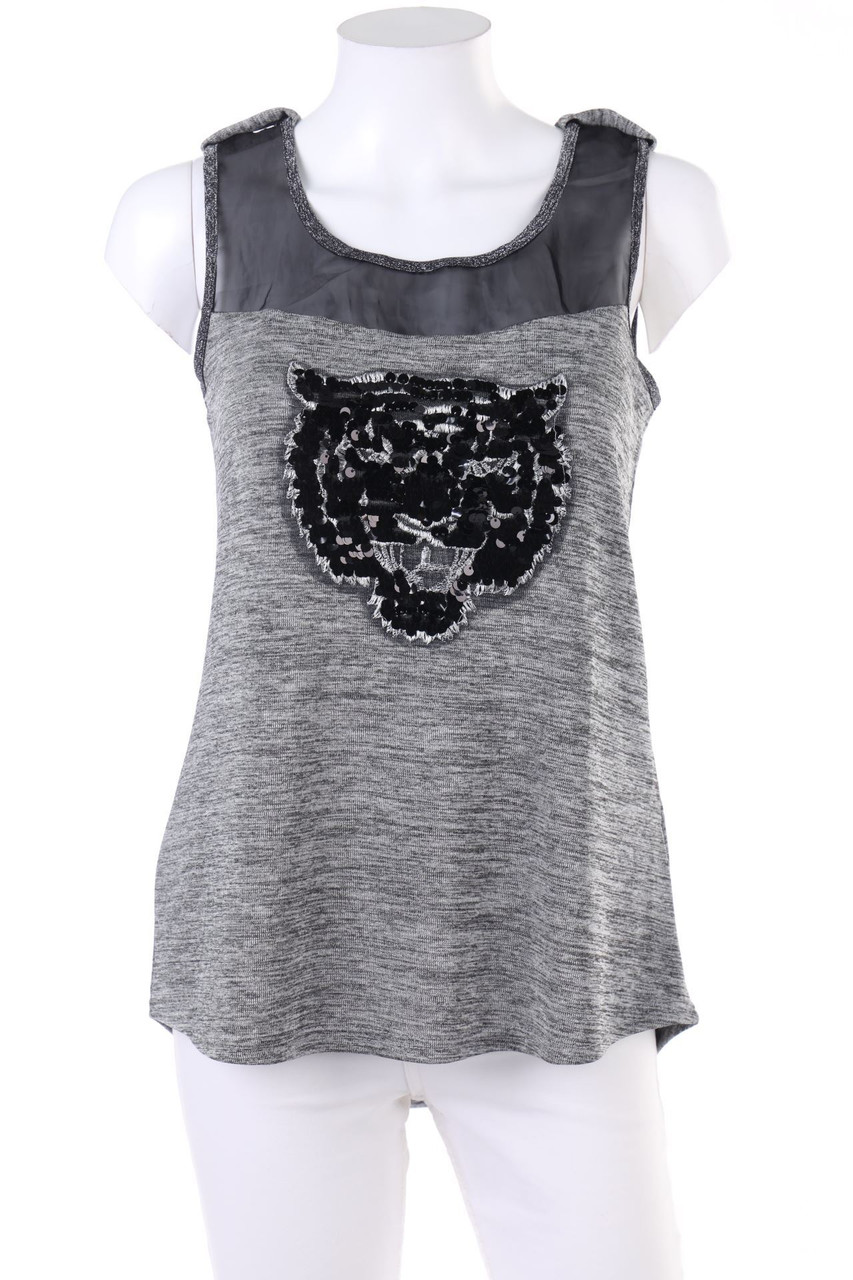 LILY WHITE - Tanktop mit Pailletten - S