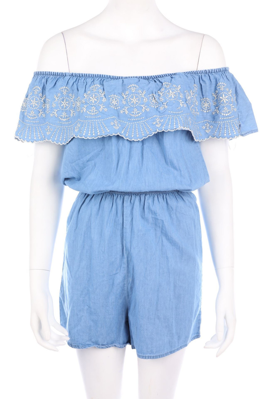 Ohne Label - Carmen-Playsuit mit Stickereien - D 40