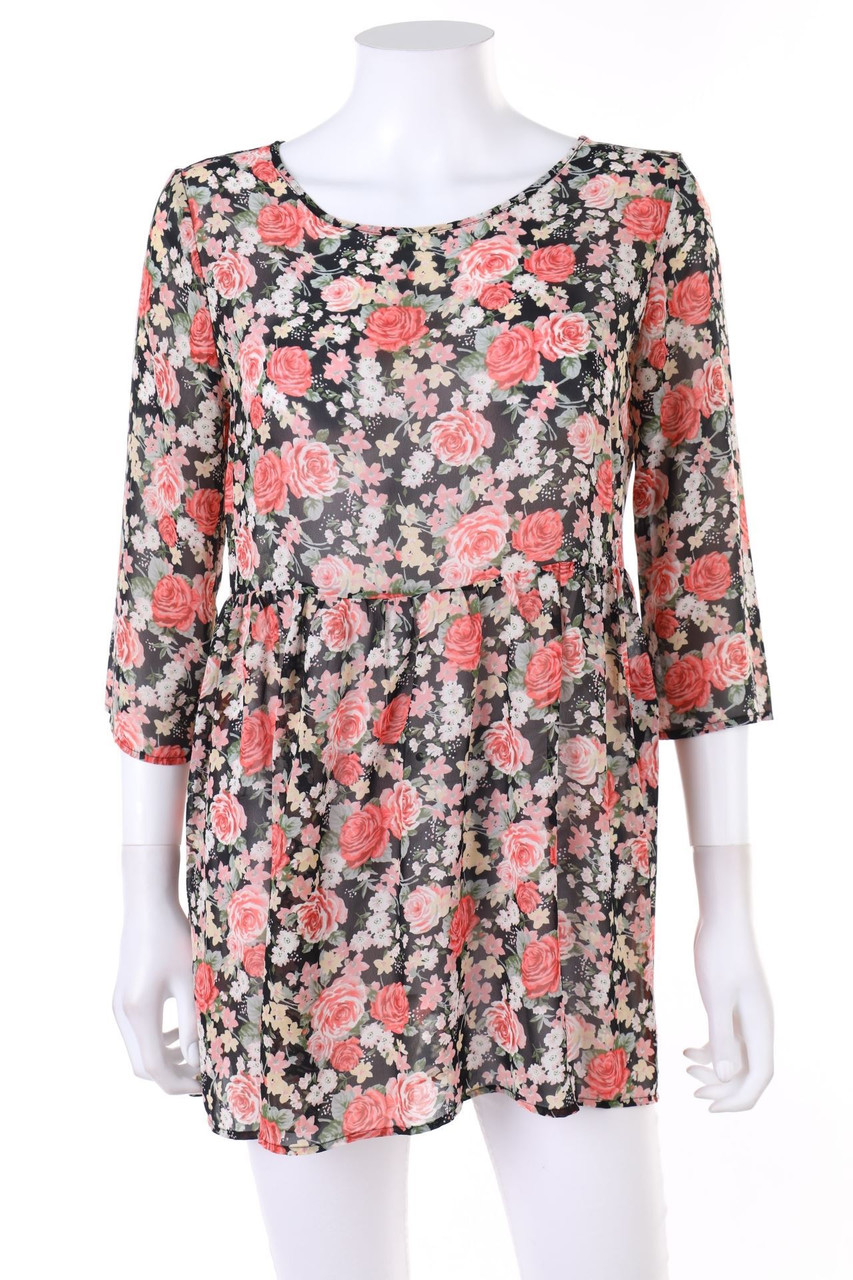 Ohne Label - Bluse mit Blumen-Print - M