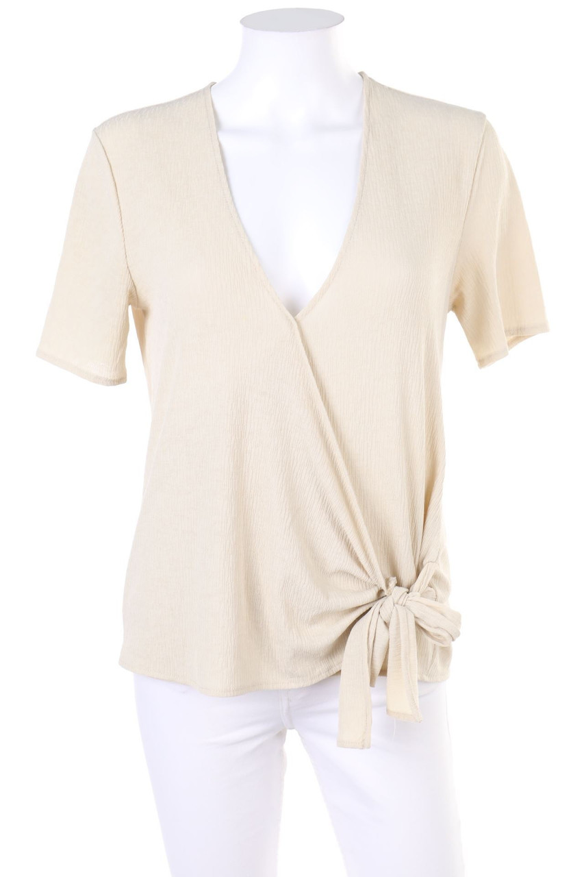 MANGO - Kurzarm-Shirt in Wickel-Optik - S