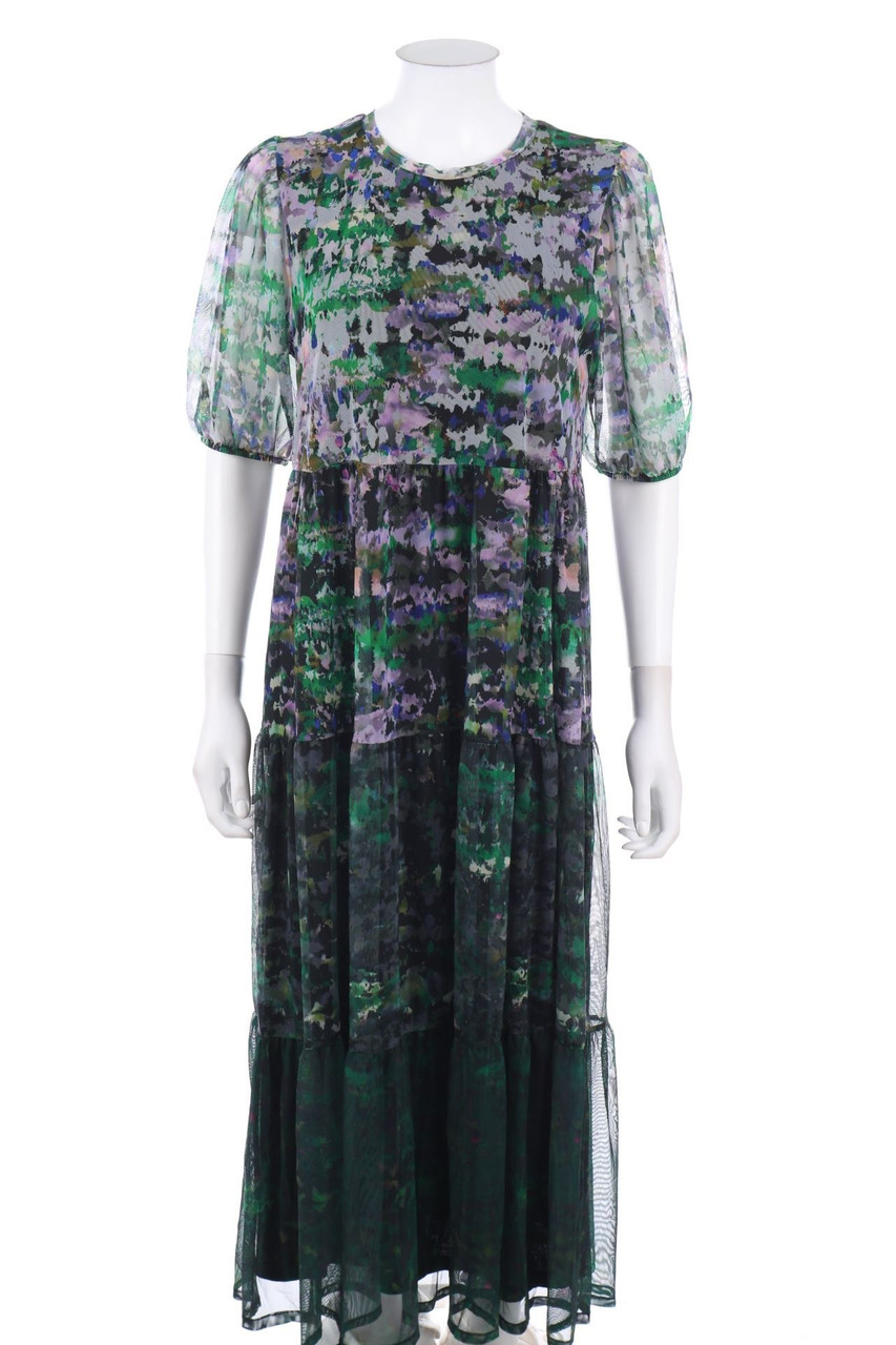 Desigual - Mesh-Maxi-Kleid mit Puffärmeln - L