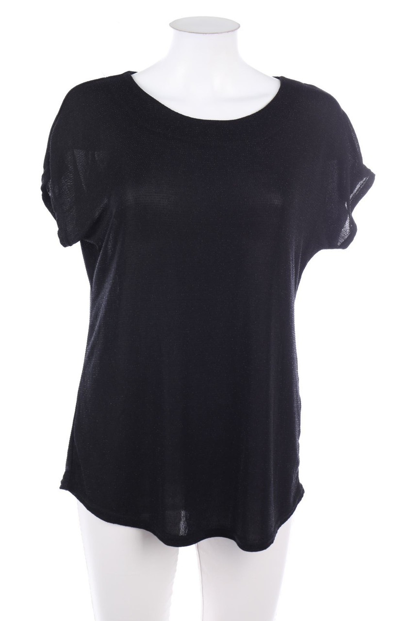 Ohne Label - Kurzarm-Bluse mit Glitzer - M