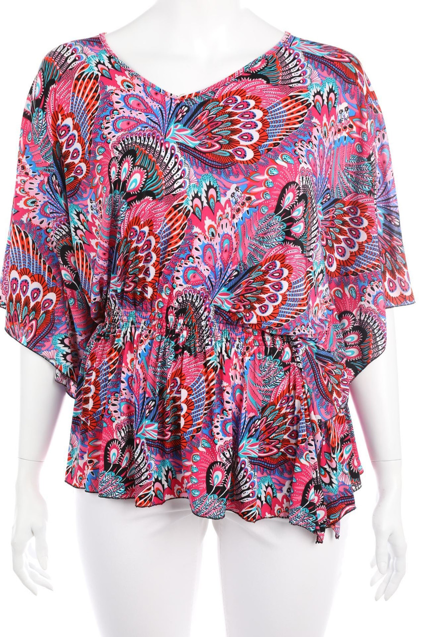 Ohne Label - Tunika-Bluse mit Print - D 36