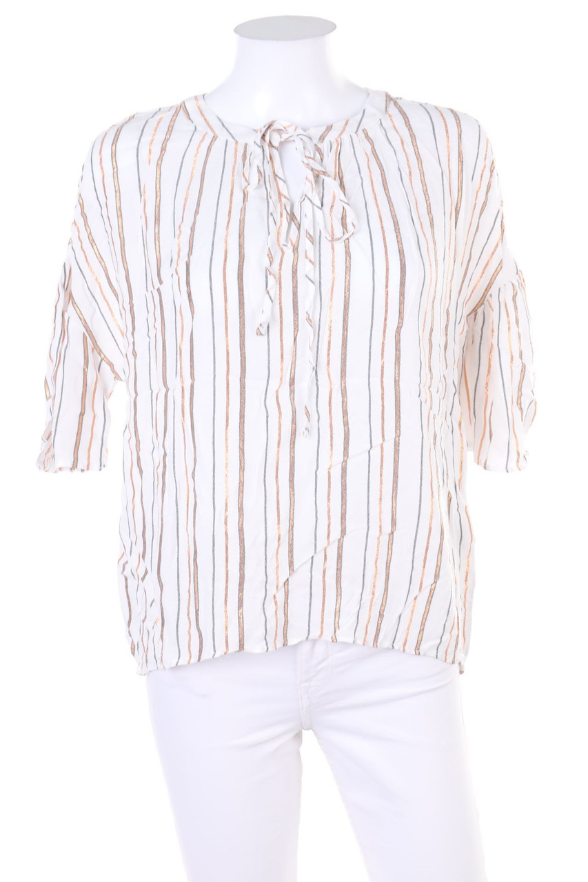 KOTON - Kurzarm-Bluse mit Metallic-Effekt - D 36