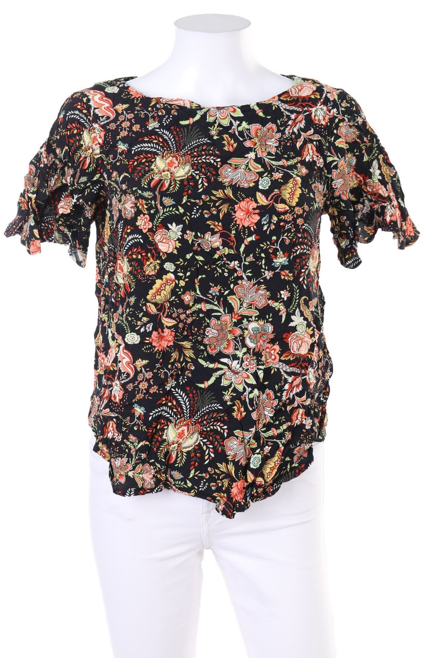 H&M - Kurzarm-Bluse mit floralem Muster - D 36