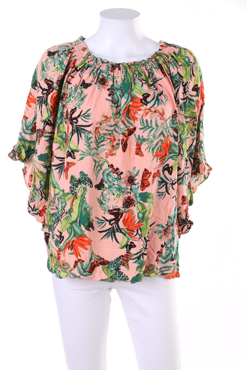 H&M - Bluse mit 3/4-Ärmel mit Tropical Print - D 34