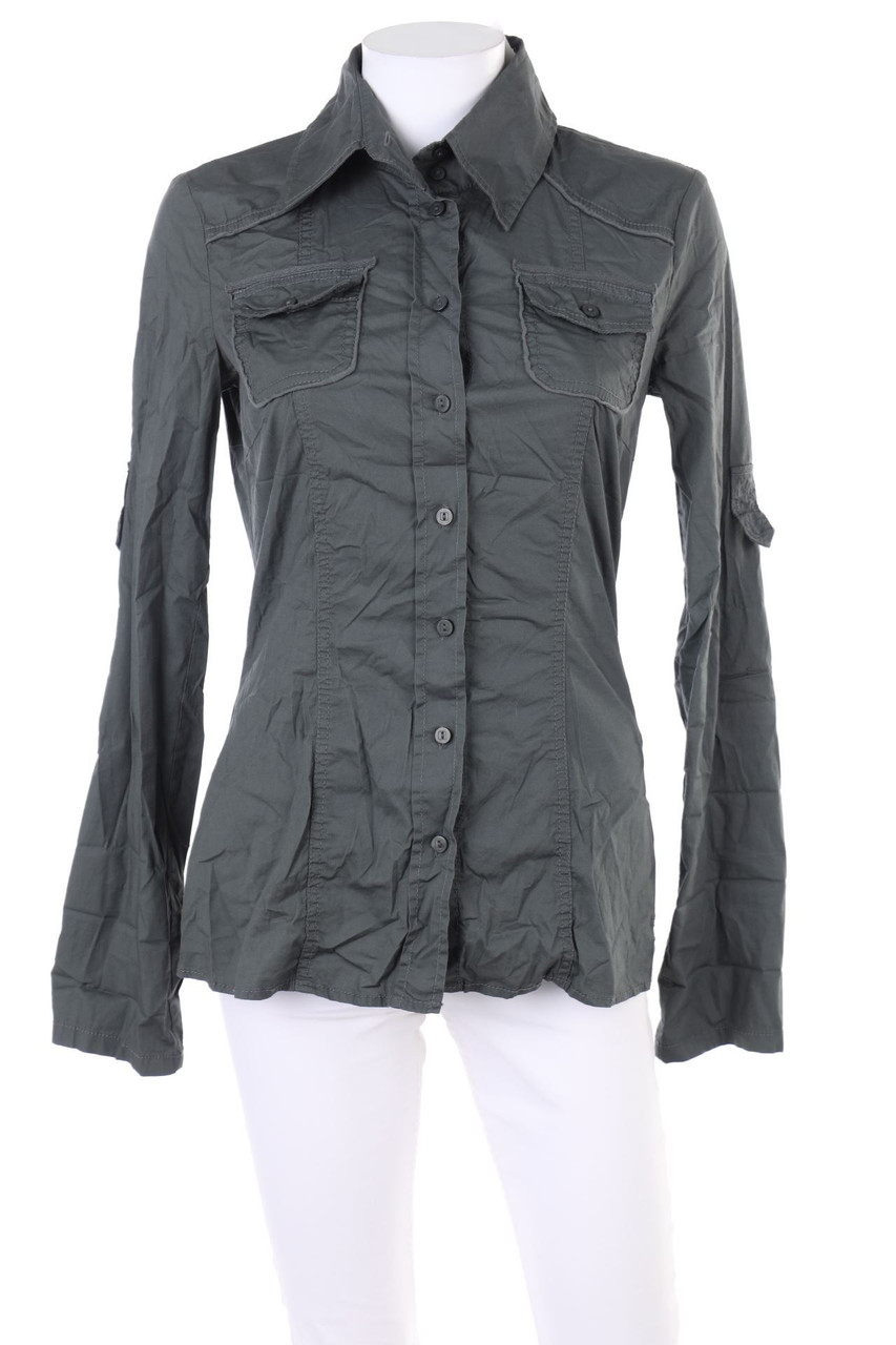 TOM TAILOR Denim - Hemd-Bluse mit Roll-up-Manschette - M