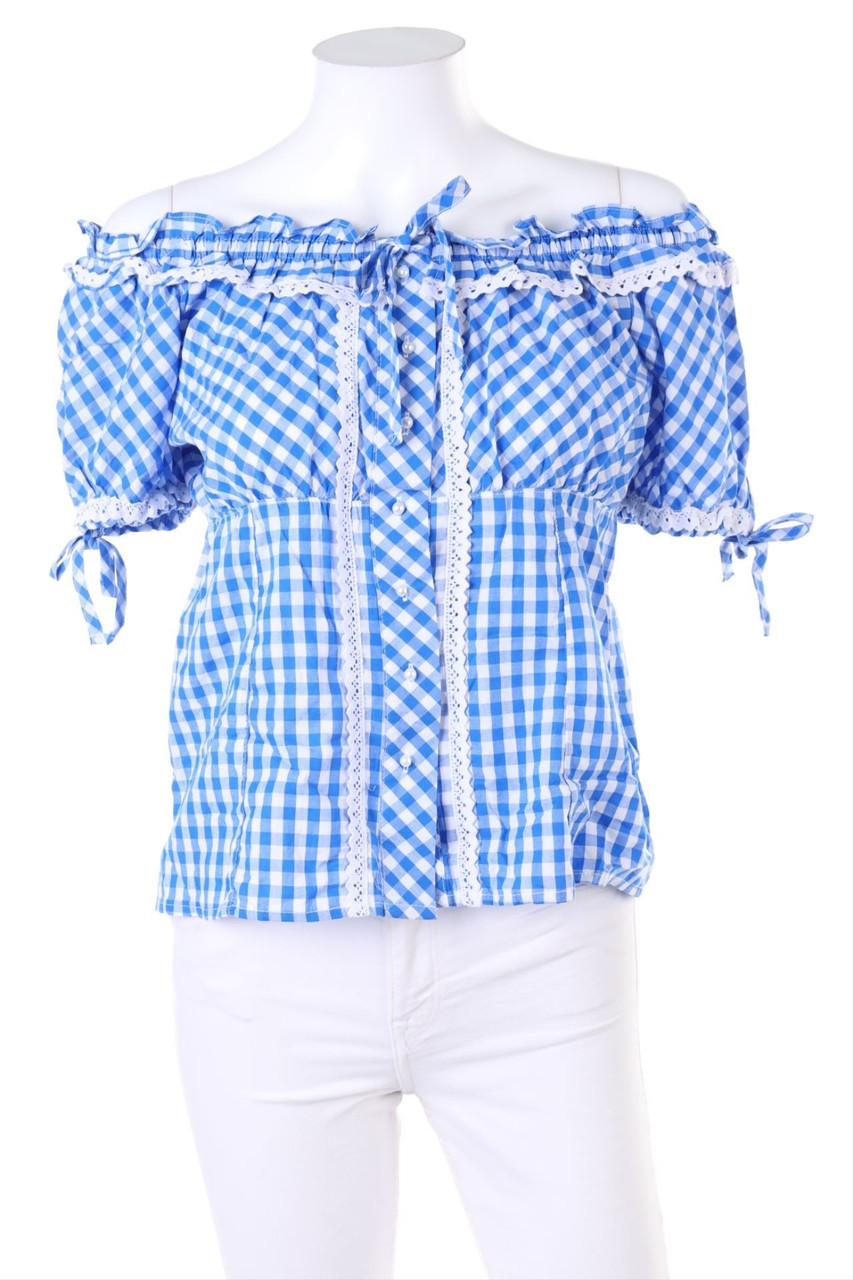 esmara - Kurzarm-Bluse mit Karo-Muster - D 36-38
