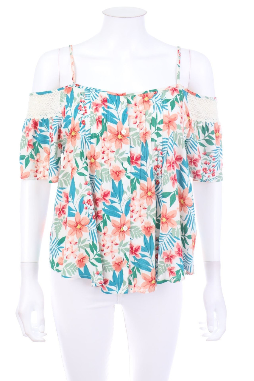 Old Khaki - Carmen-Bluse mit Spitze - D 38