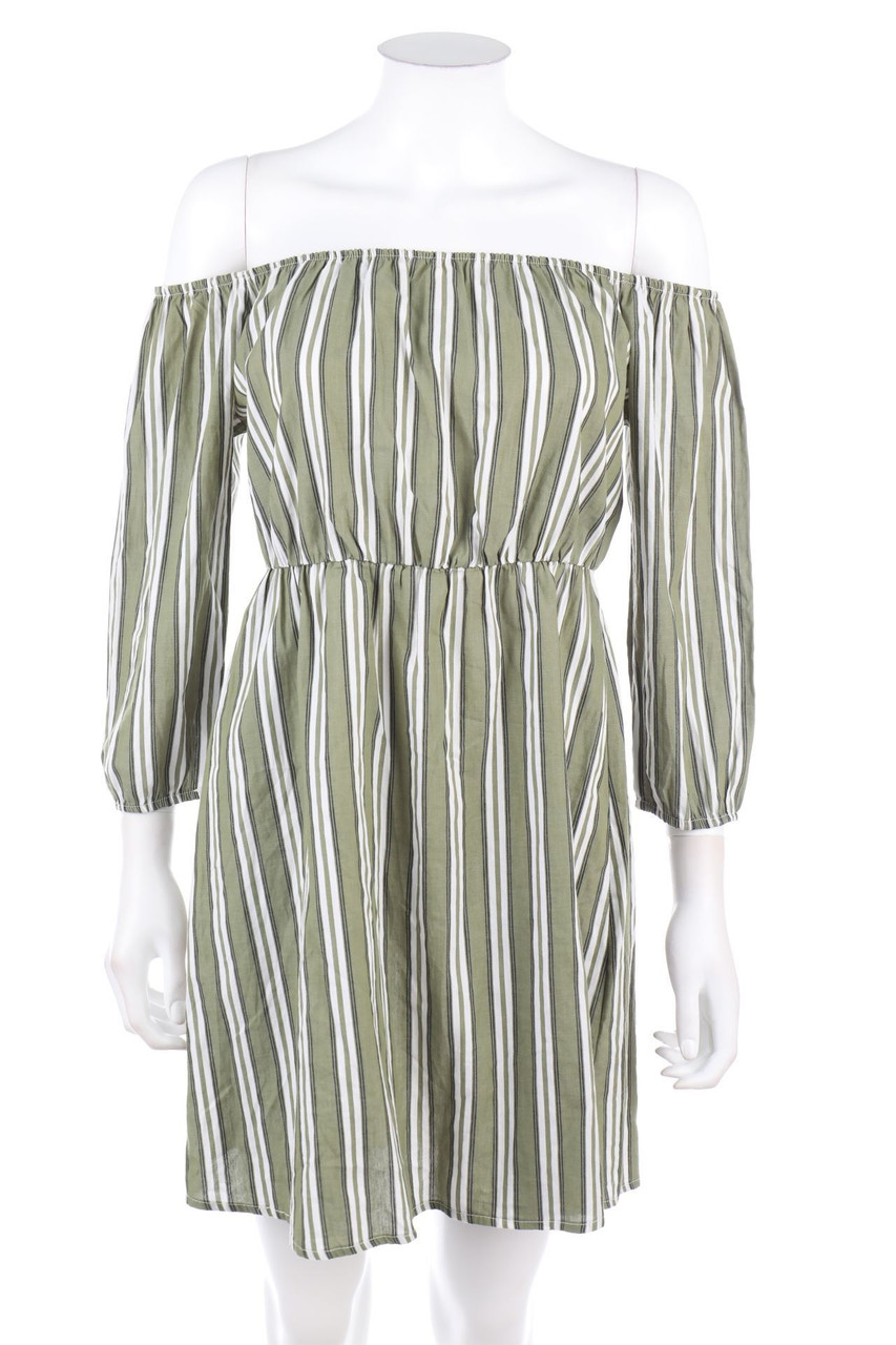 BLIND DATE - Streifen-Carmen-Kleid mit Tunnelzug - S