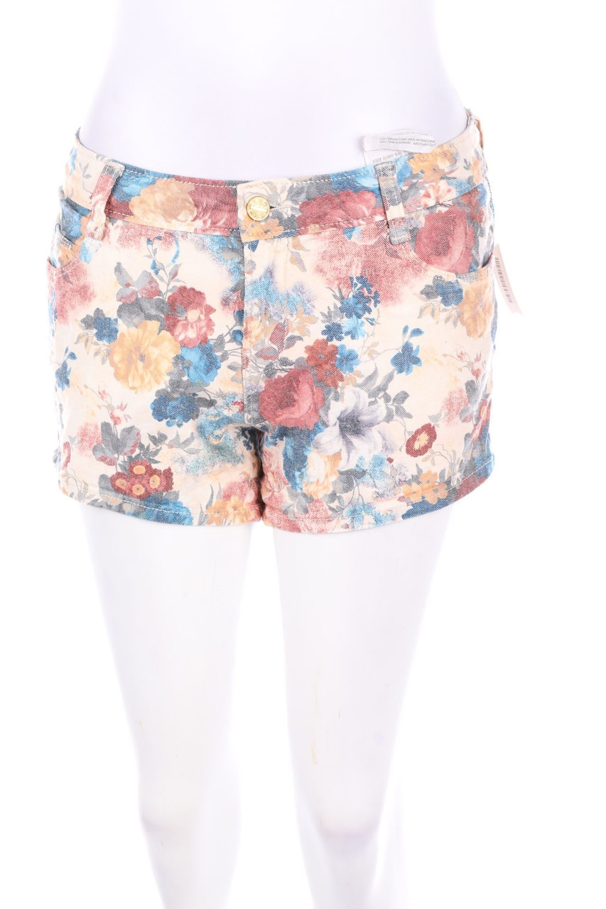 ZARA TRF - Jeans-Shorts mit Blumen-Print - D 36
