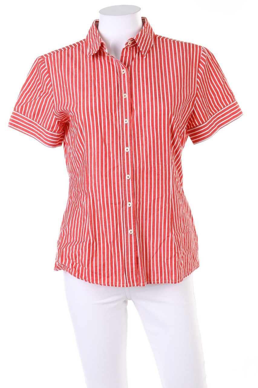 Jake*s - Streifen-Hemd-Bluse mit kurzem Ärmel - D 40