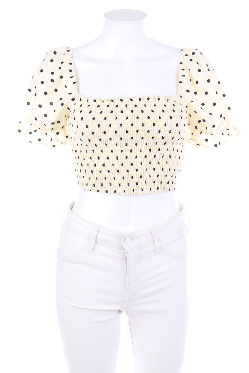 FASHION NOVA - Cropped-Bluse mit Punkten - S