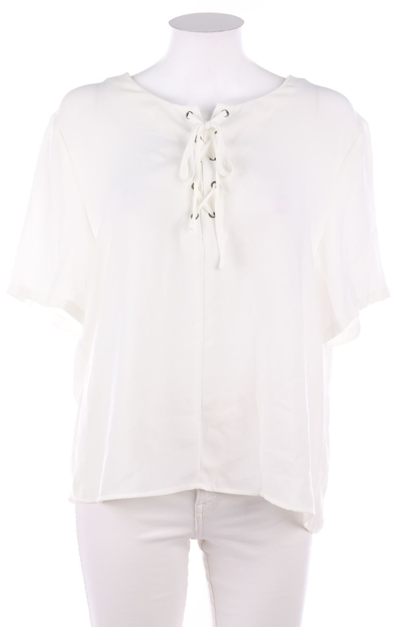 MANGO COLLECTION - Kurzarm-Bluse mit Schnürung - XL