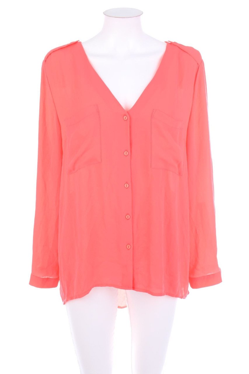 Ohne Label - Neon-Bluse mit Schulter-Riegeln - D 42