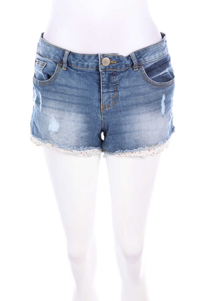 Love, Fire - Distressed Jeans-Shorts mit Lochspitze - D 40