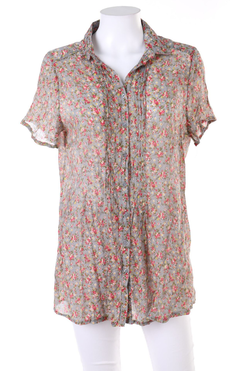 Nymphaea Alba - Print-Hemd-Bluse mit kurzem Ärmel - D 48