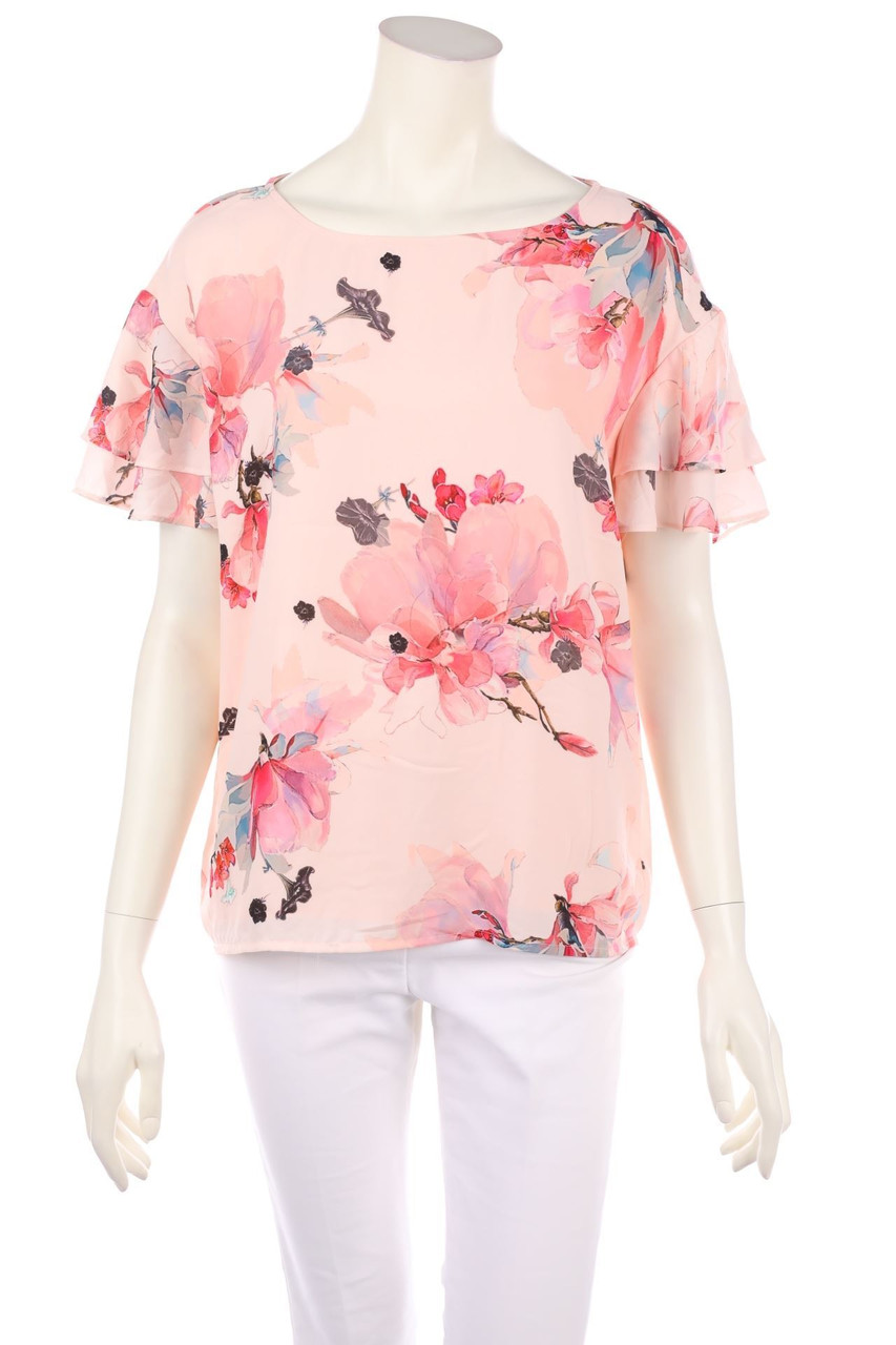 comma - Kurzarm-Bluse mit Blumen-Print - D 36