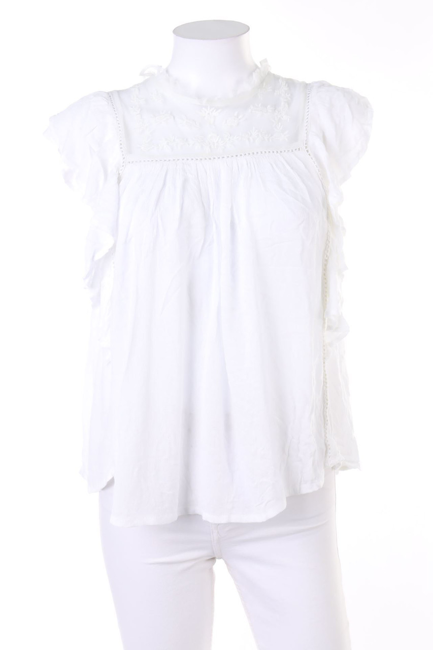 LADY BLUSH - Volants-Blusentop mit Spitze - D 38