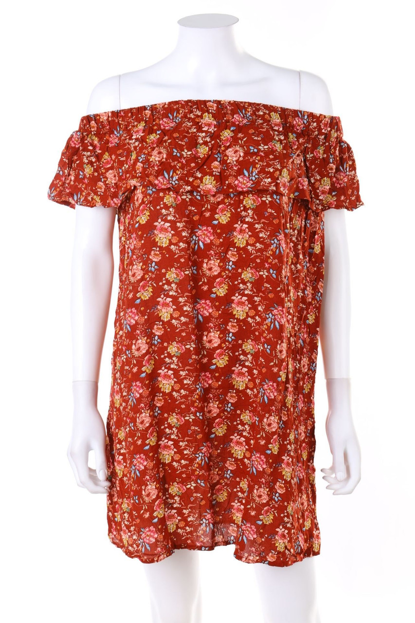 Ohne Label - Carmen-Kleid mit Blumen-Print - S