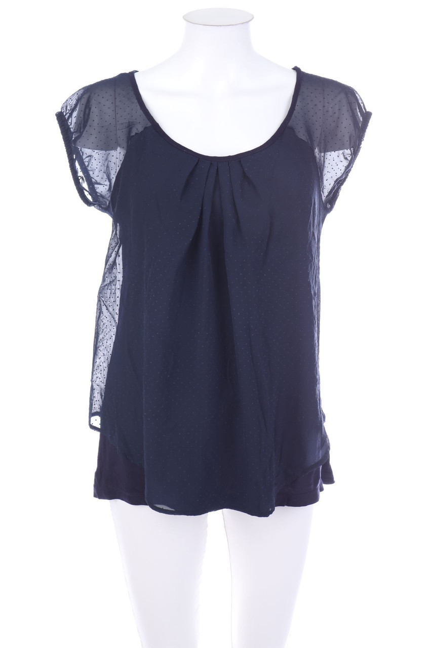 zero - Kurzarm-Bluse mit Raffungen - D 36