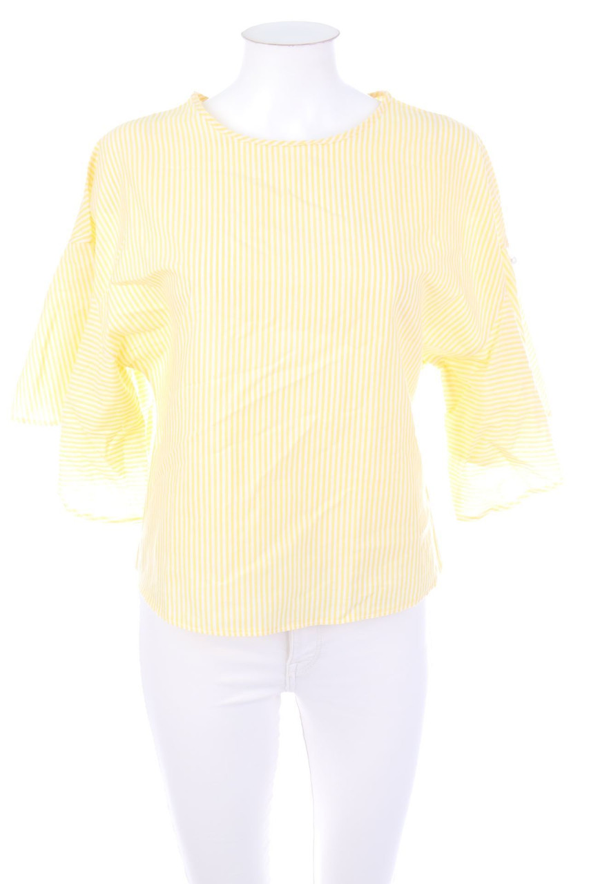 Ohne Label - Kurzarm-Shirt mit Volants - D 38