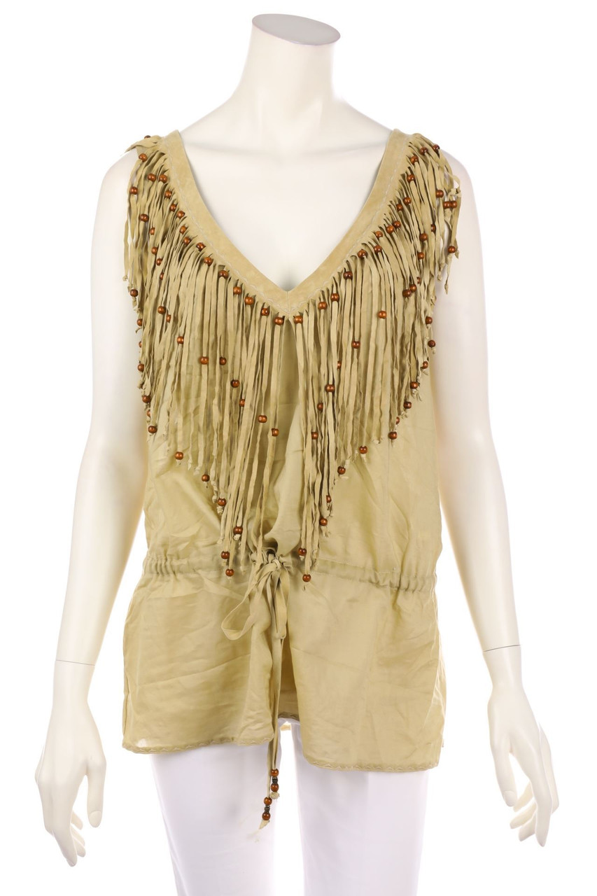 D&G DOLCE & GABBANA - Blusentop mit Leder-Details - D 36