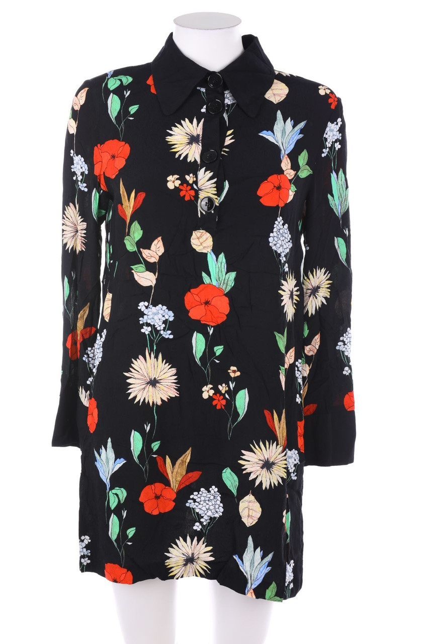 ZARA WOMAN PREMIUM DENIM COLLECTION - Minikleid mit Blumen-Print - XS