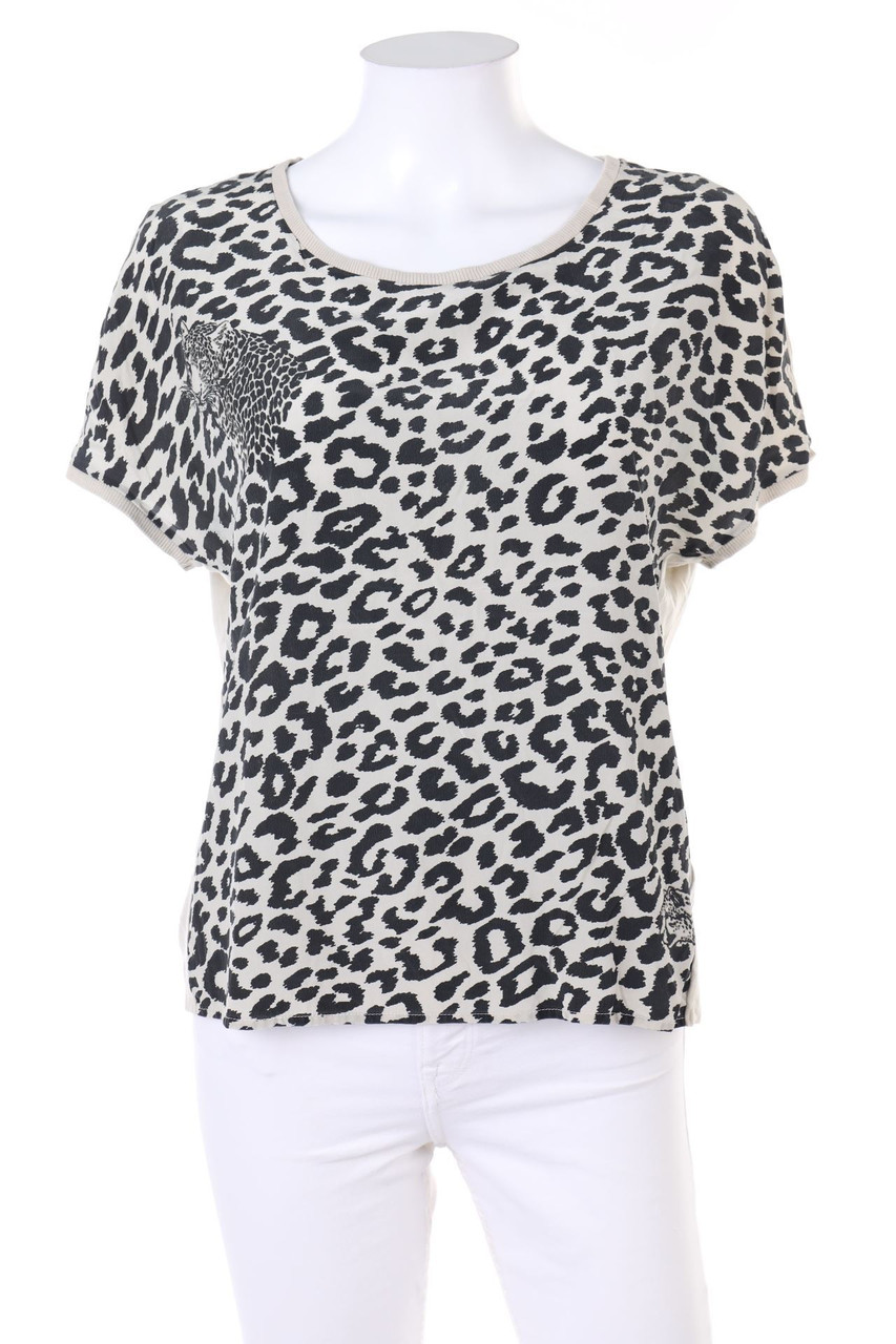 MARGITTES - Kurzarm-Bluse mit Leo-Print - D 36