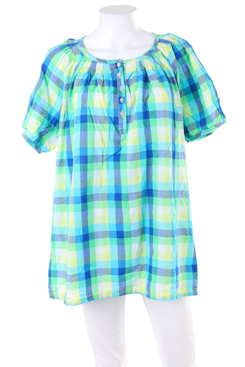 CANDA by C&A - Kurzarm-Bluse mit Karo-Muster - D 44