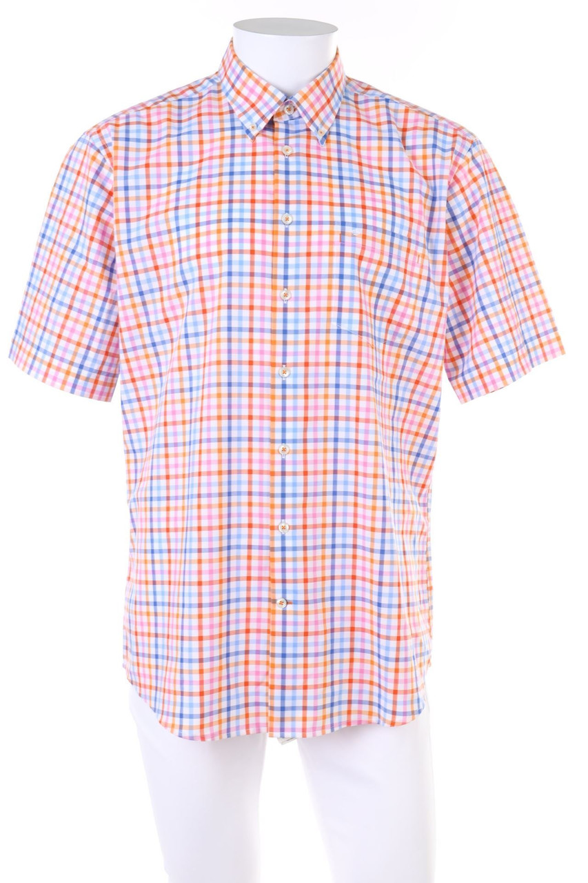 SEIDENSTICKER - Karo-Kurzarm-Hemd mit Button-down-Kragen aus Baumwolle - 50