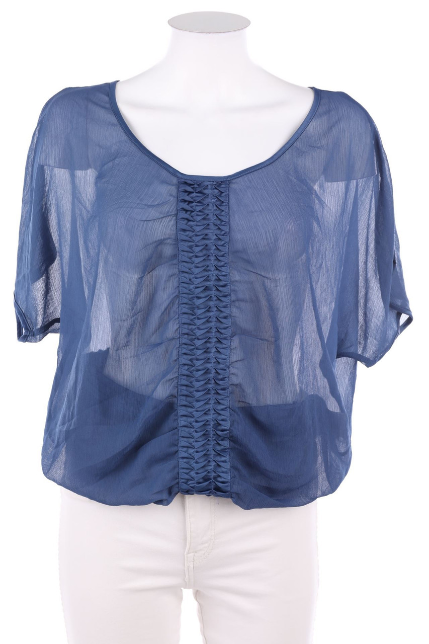 MANDARIN - Kurzarm-Bluse mit Smok-Details - D 38