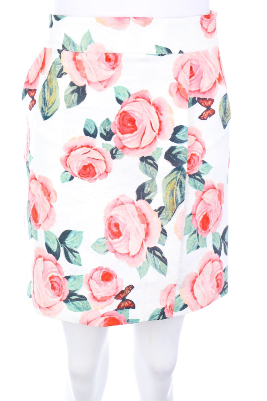 Ohne Label - Minirock in Wickel-Optik mit Blumen-Print - D 36