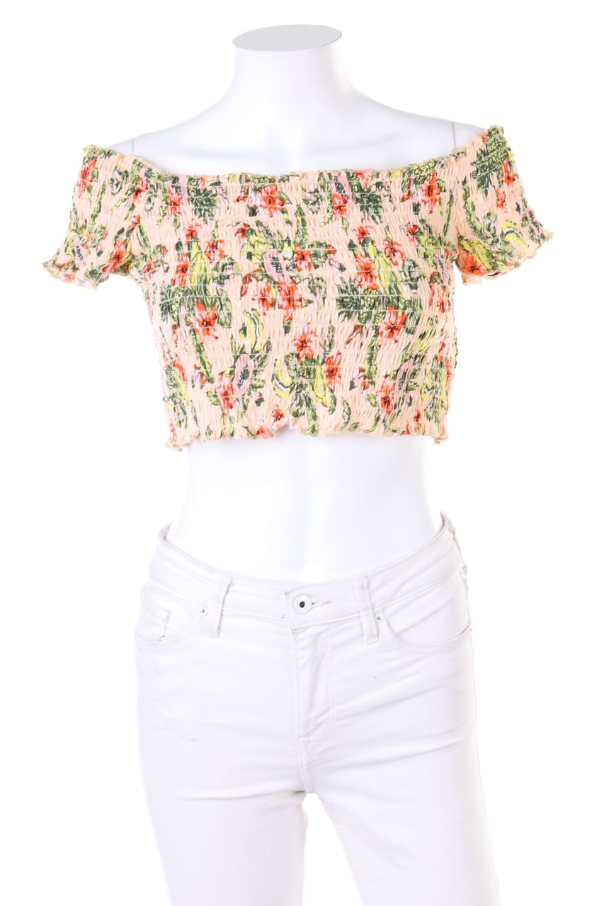 H&M DIVIDED - Cropped-Shirt mit Smok-Details - M