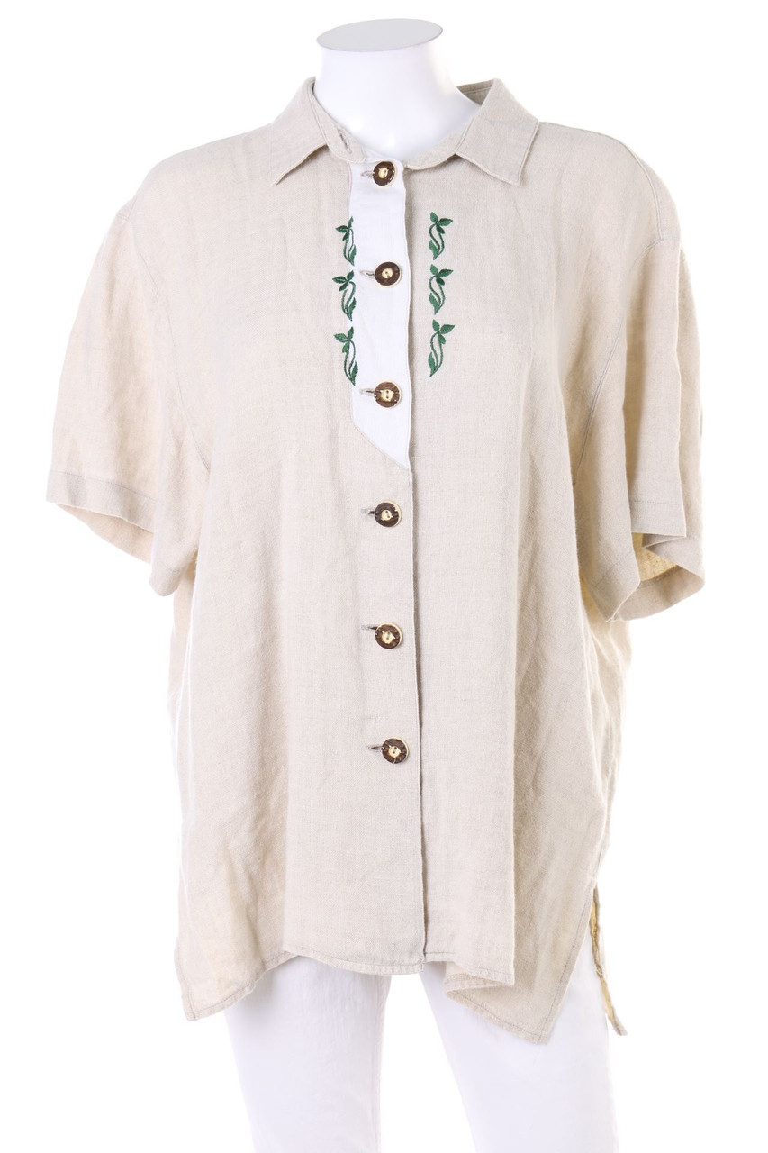 SALZBURGER DIRNDL-LOOK - Trachten-Bluse aus Leinen-Mix - D 46