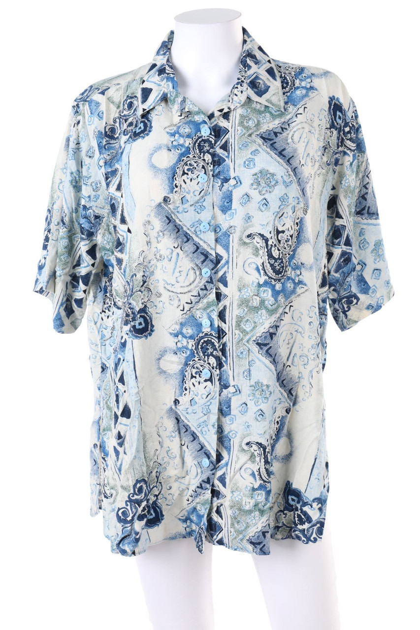 VINTAGE - Hemd-Bluse mit kurzem Ärmel mit Applikationen - D 46