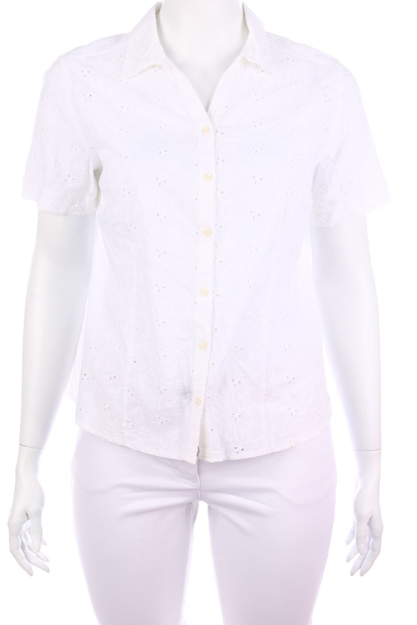 Mona - Hemd-Bluse mit kurzem Ärmel aus Lochspitze - D 48