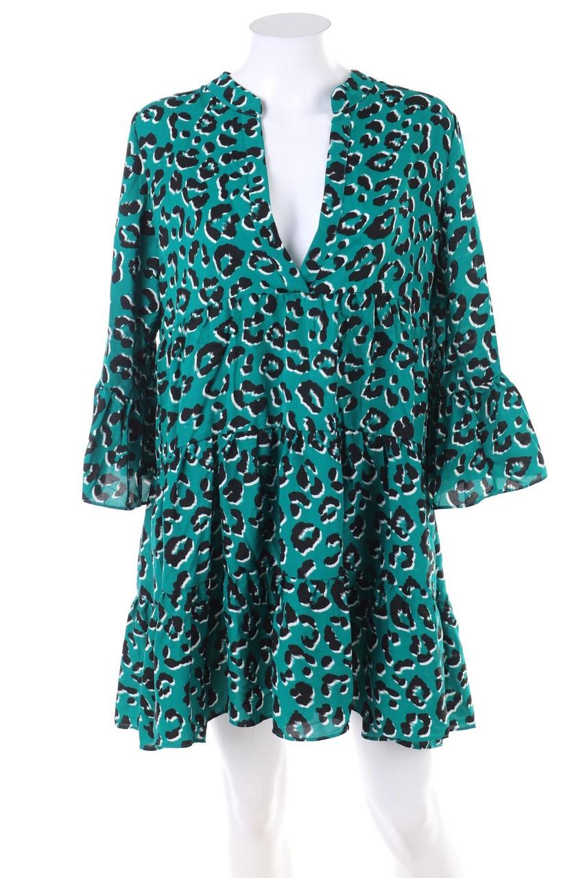 VINTAGE DRESSING - Volants-Kleid mit Leo-Print - D 42