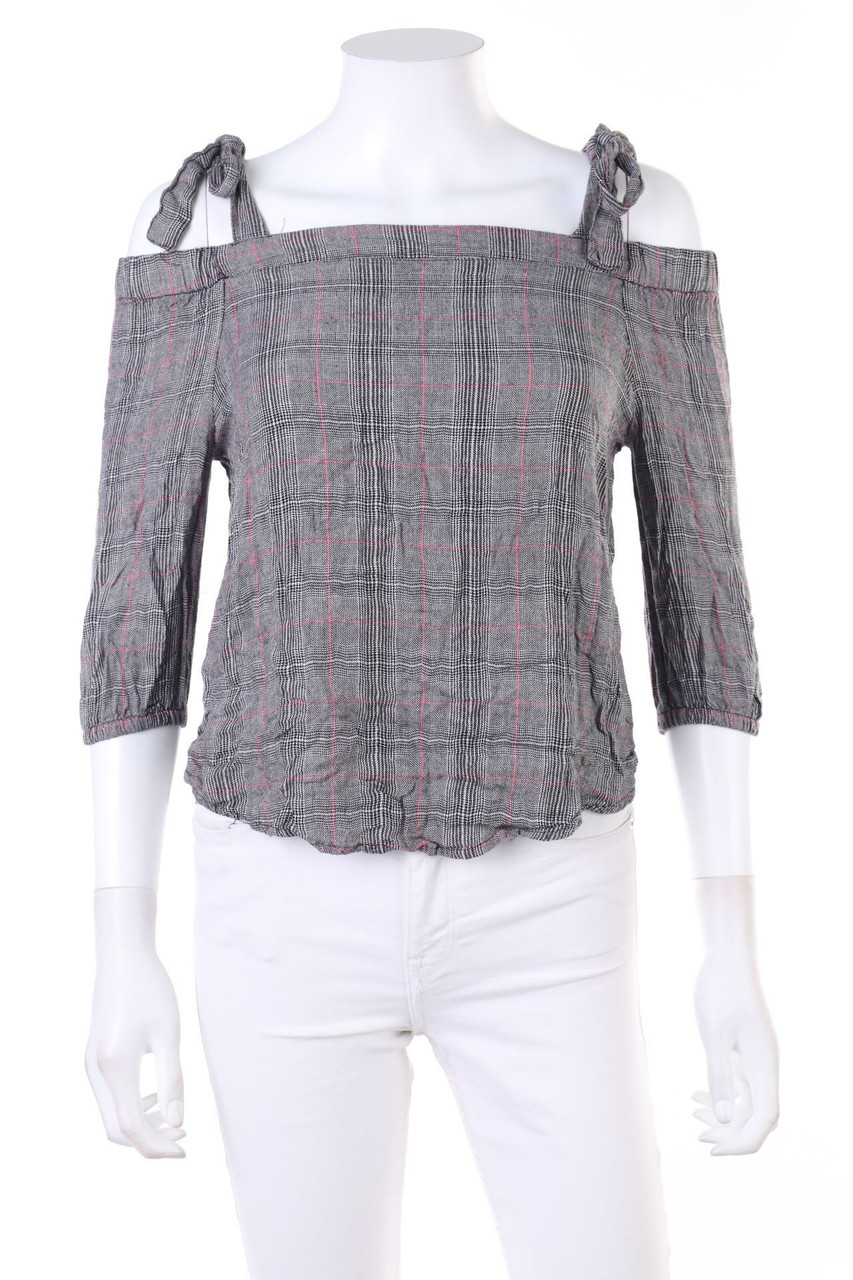 TALLY WEiJL - Carmen-Bluse mit Karo-Muster - XS