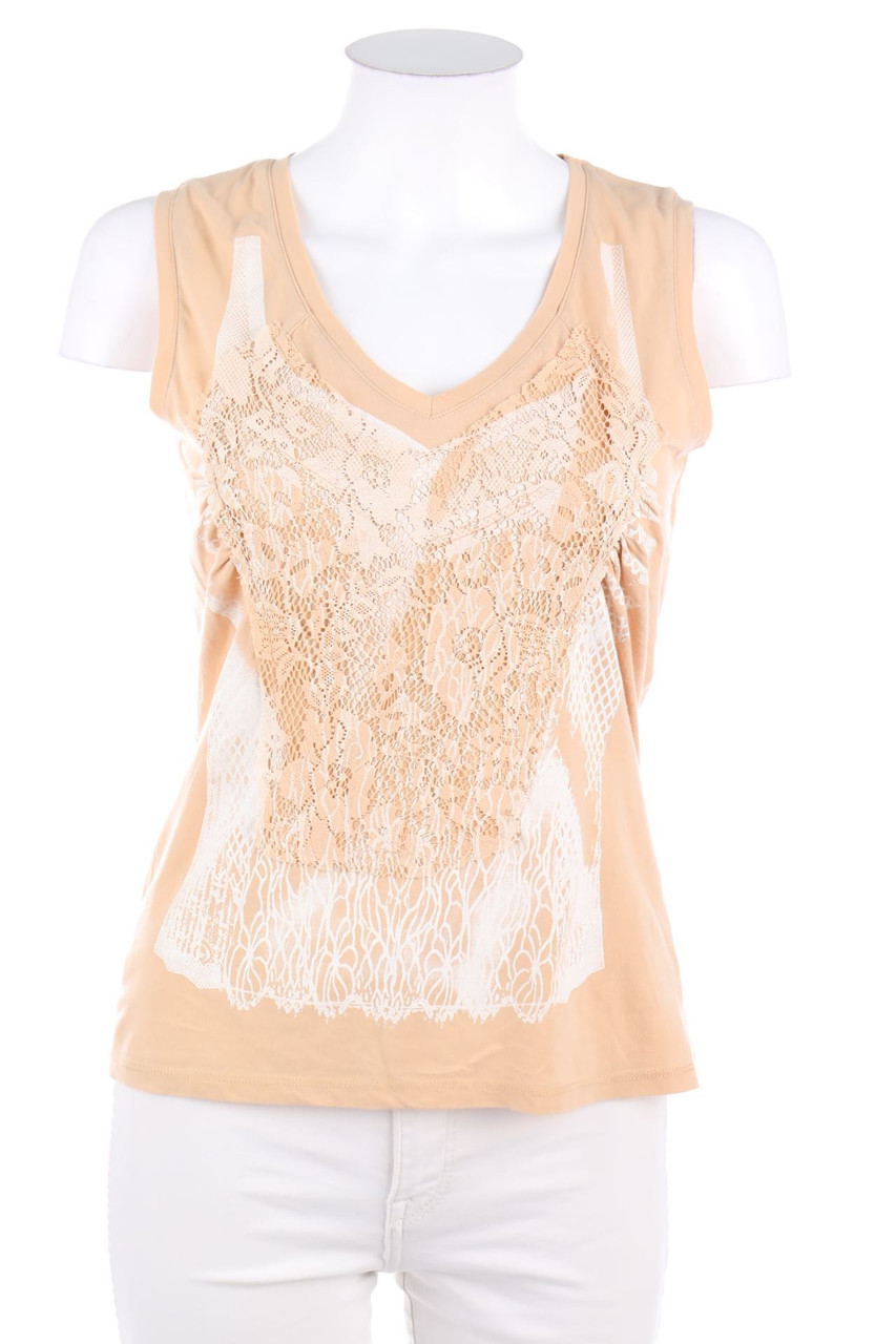 BLACKY DRESS BERLIN - Tanktop mit Spitzen-Einsatz - D 38