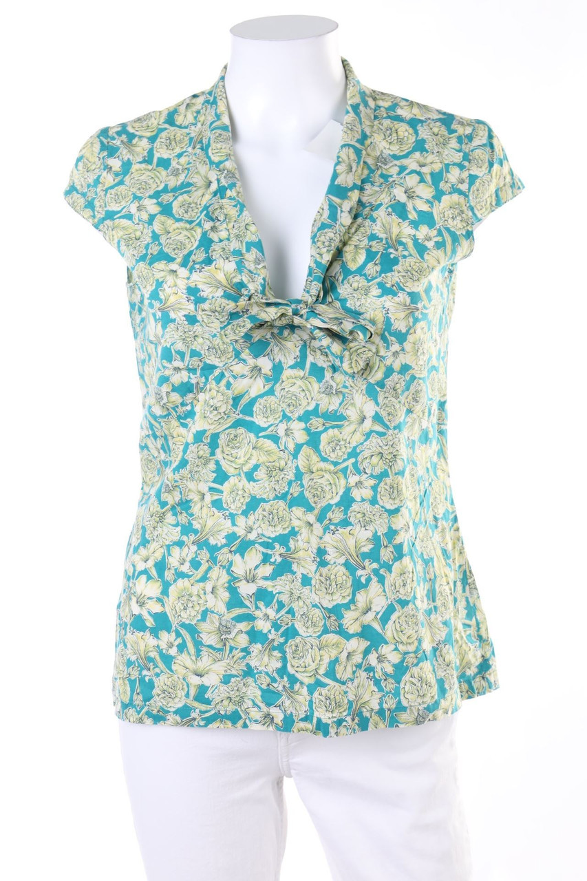 Ohne Label - Kurzarm-Bluse mit Blumen-Print - D 36