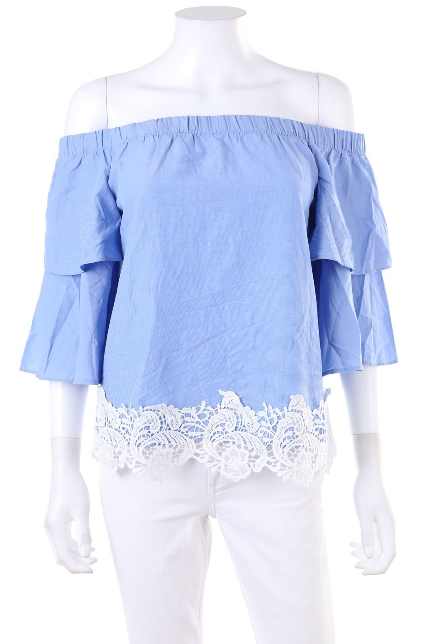 ZARA - Carmen-Bluse im Layer Look mit Spitze - M