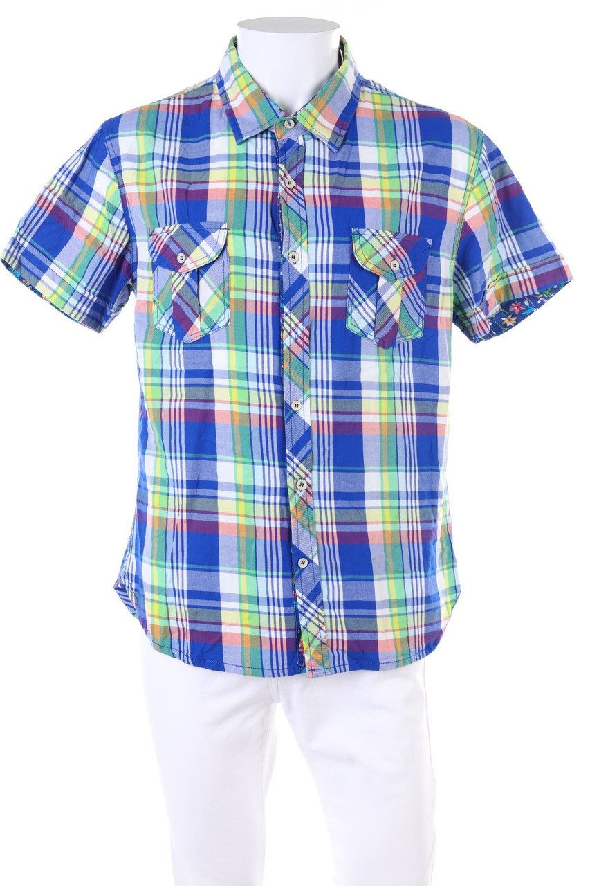 Ohne Label - Kurzarm-Hemd mit Tartan-Muster - XL